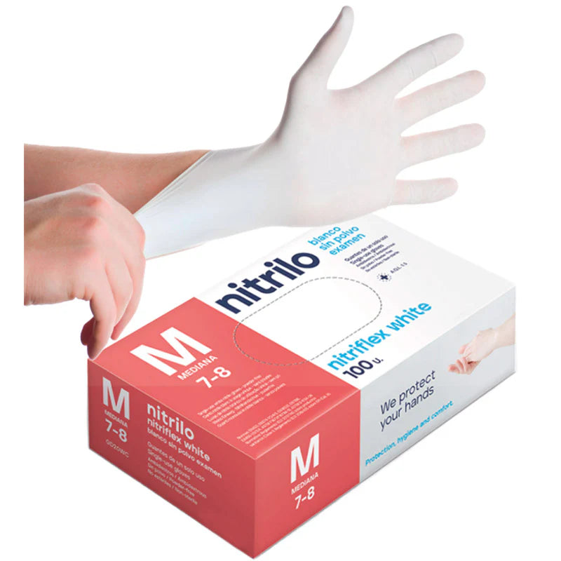 Luvas Nitrilo Descartáveis Branca 3.5 g (100 uni)