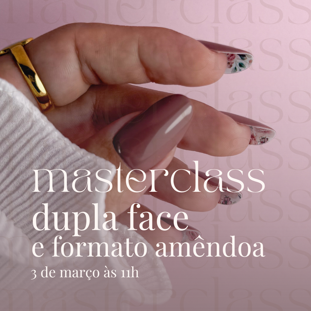 Unhas dupla face e formato amêndoa