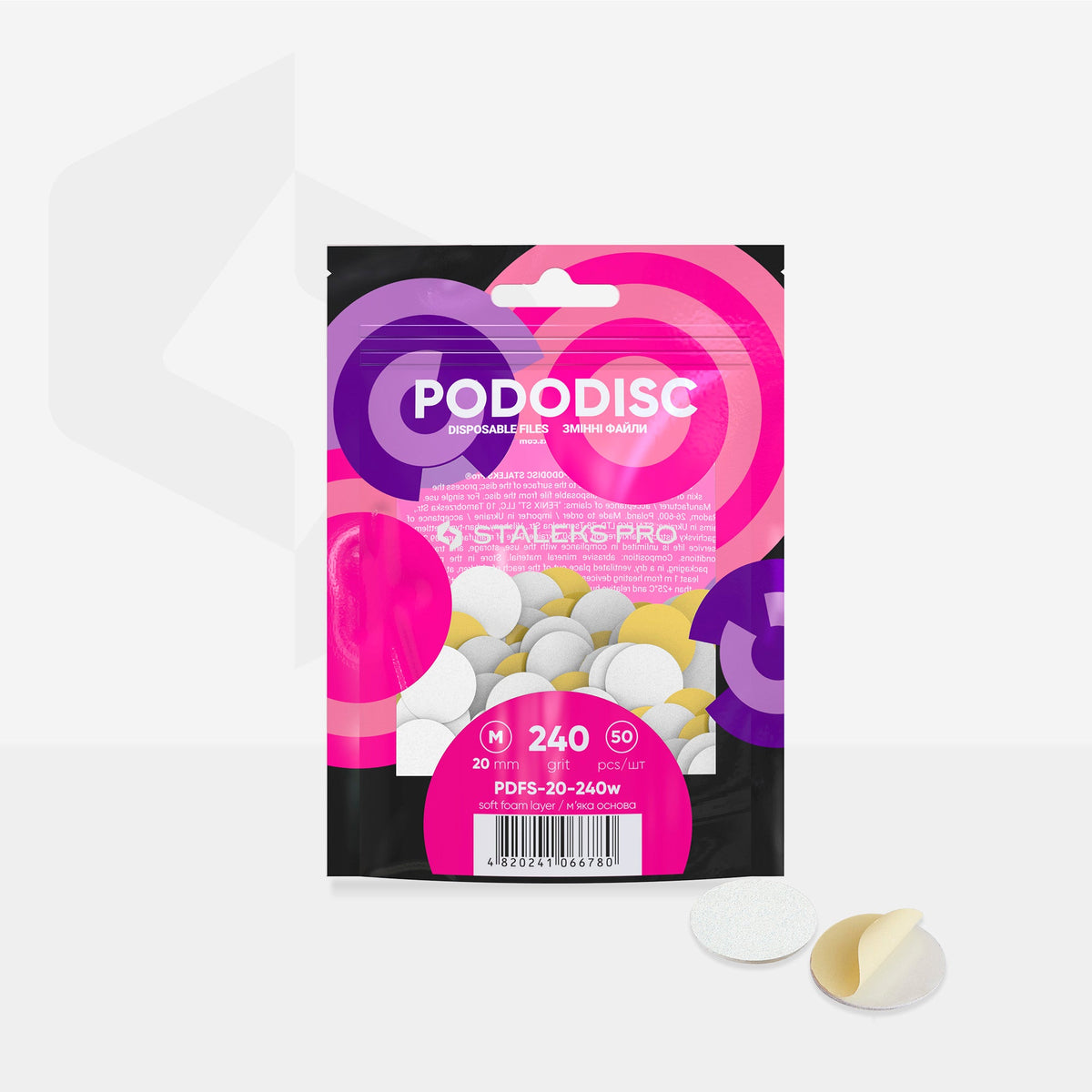 Recarga Pododisc M com espuma - 240 (50 uni.) — STALEKS PDFS-20-240w — imagem 3